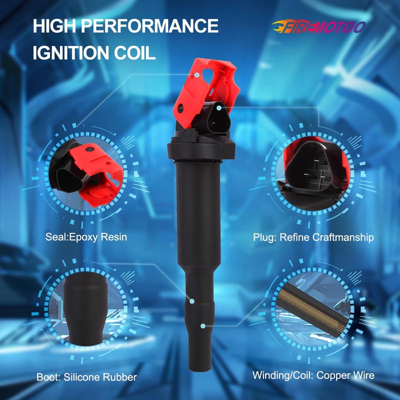 FIREMOTOO Pack of 6 Ignition Coil Pack Compatible with BMW 325Ci 330Ci 335i 525i 528i 530i 535i 545i 745Li X3 X5 M5 M6 Z4 Mini Cooper Replacement 0221504470 UF-592 UF571 12137594937 12137562744 - Image 2